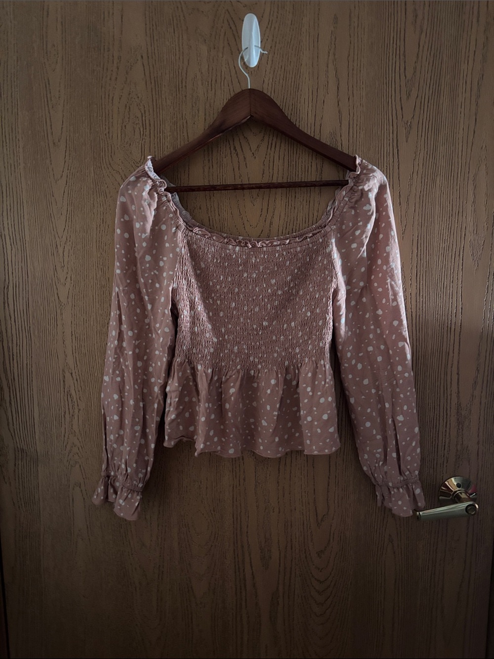 URBAN Romantics Blush Pink Smocked Peplum Long-Sleeve Top